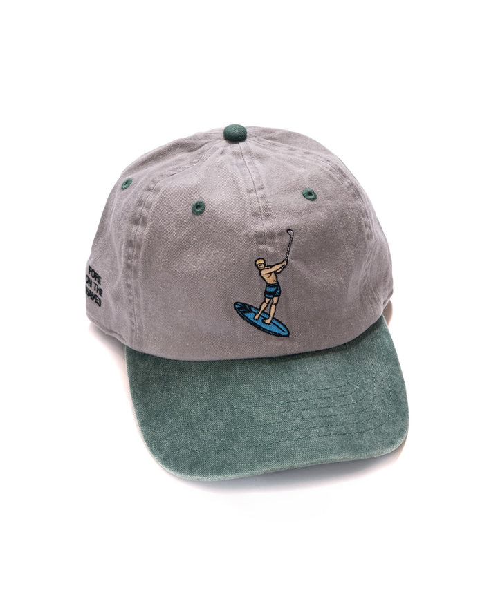 SURFER 6 PANEL PIGMENT DYED TWO TONE CAP GREY & GREEN