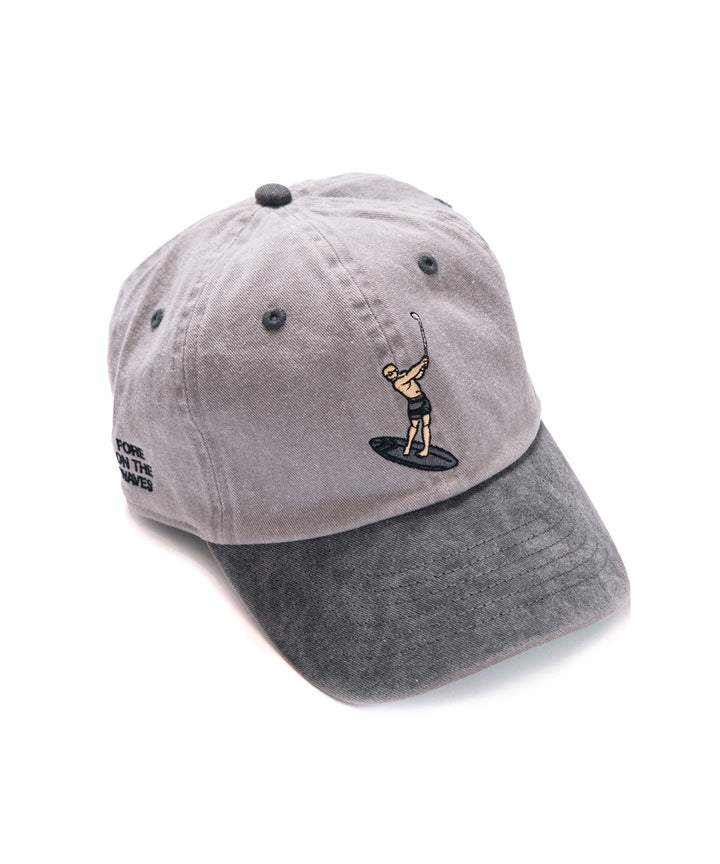 SURFER 6 PANEL PIGMENT DYED TWO TONE CAP GREY & BLACK