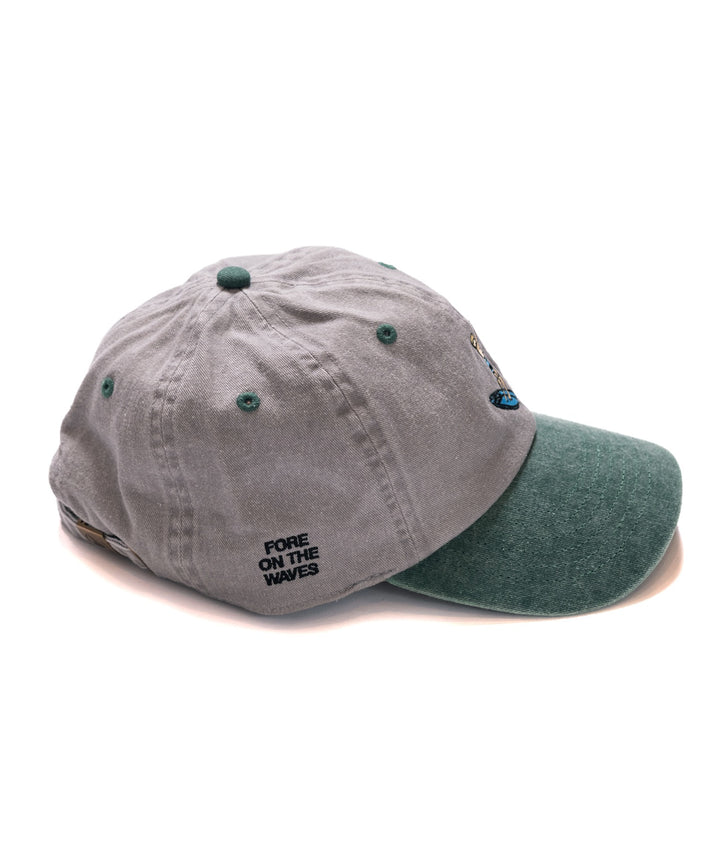 SURFER 6 PANEL PIGMENT DYED TWO TONE CAP GREY & GREEN