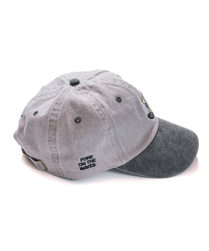 SURFER 6 PANEL PIGMENT DYED TWO TONE CAP GREY & BLACK