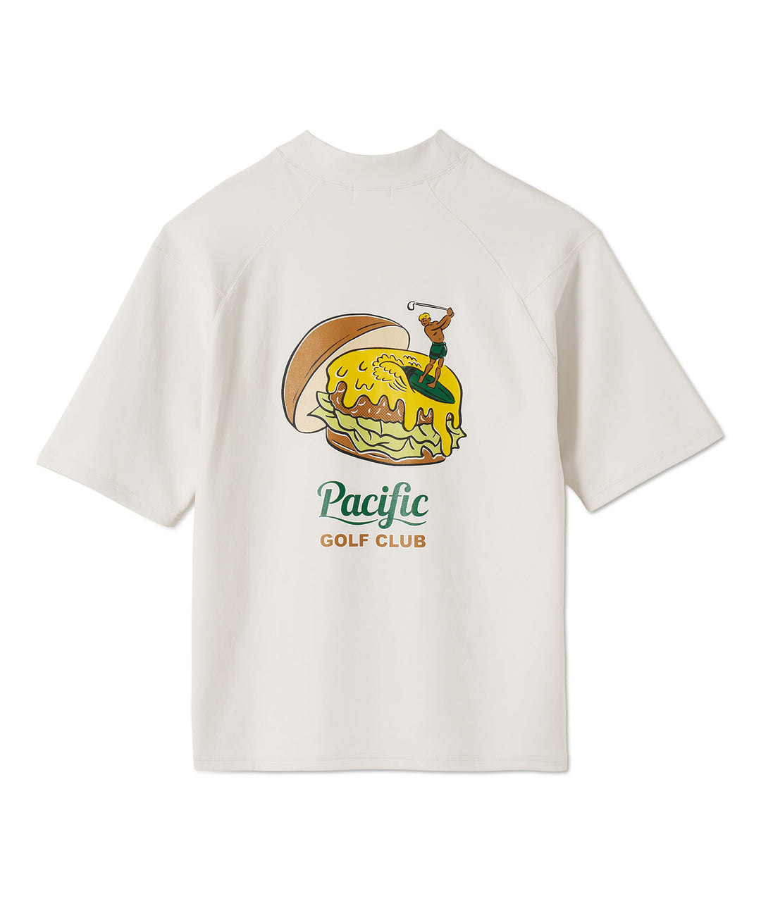 MOCK-NECK BIG TEE HALF SLEEVE GOLF & HAMBURGER OFF WHITE