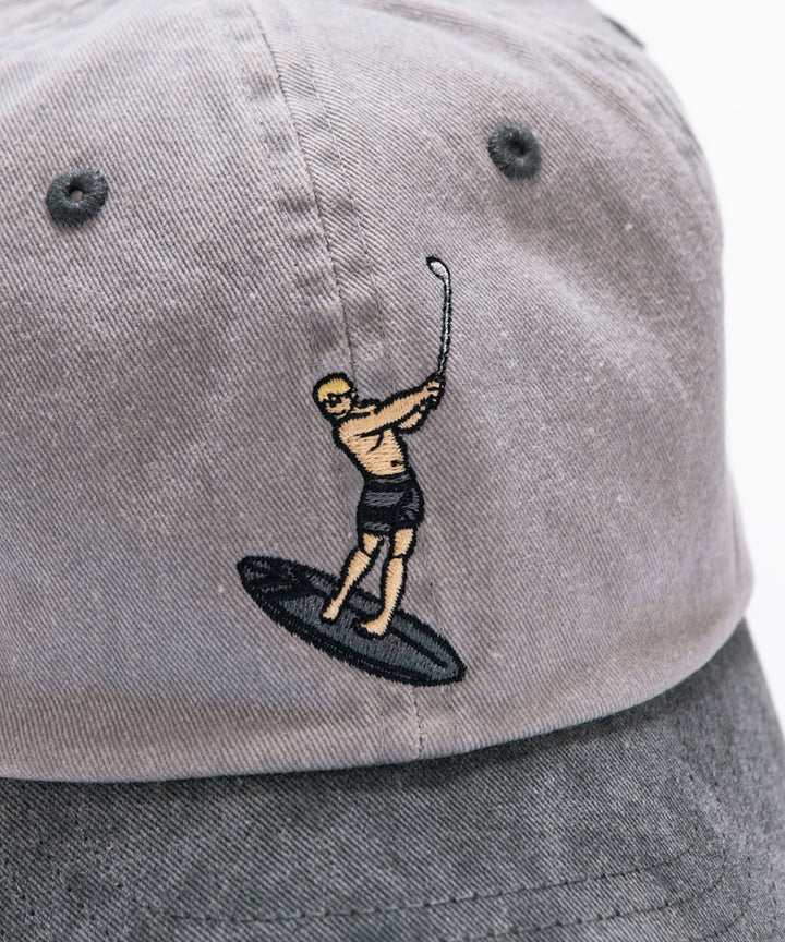 SURFER 6 PANEL PIGMENT DYED TWO TONE CAP GREY & BLACK