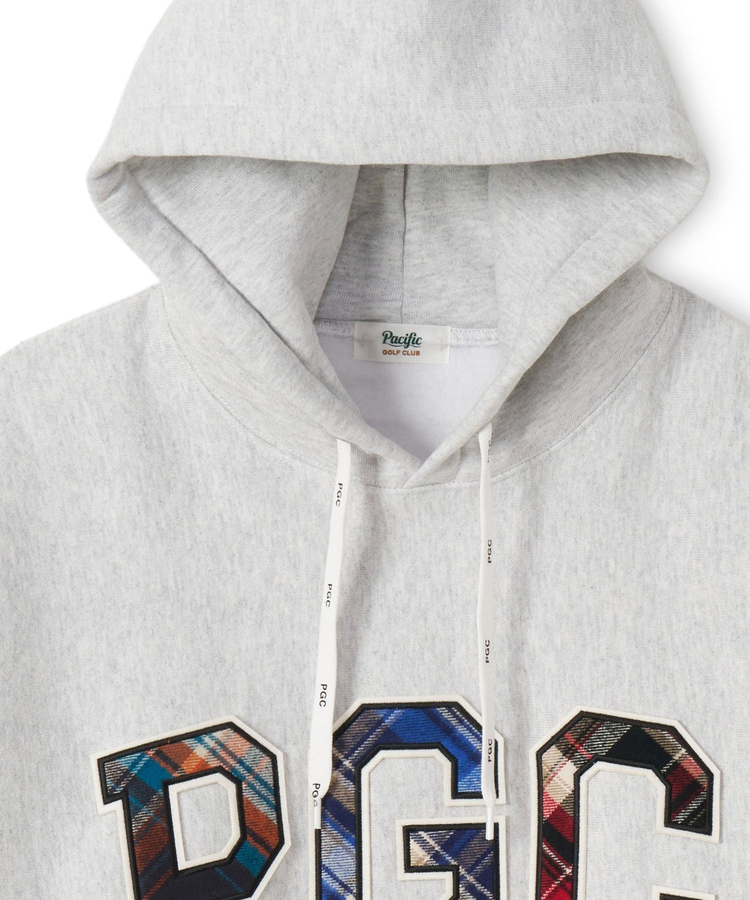 CHECKERED PATTERN LOGO SWEAT HOODIE MIX GRAY