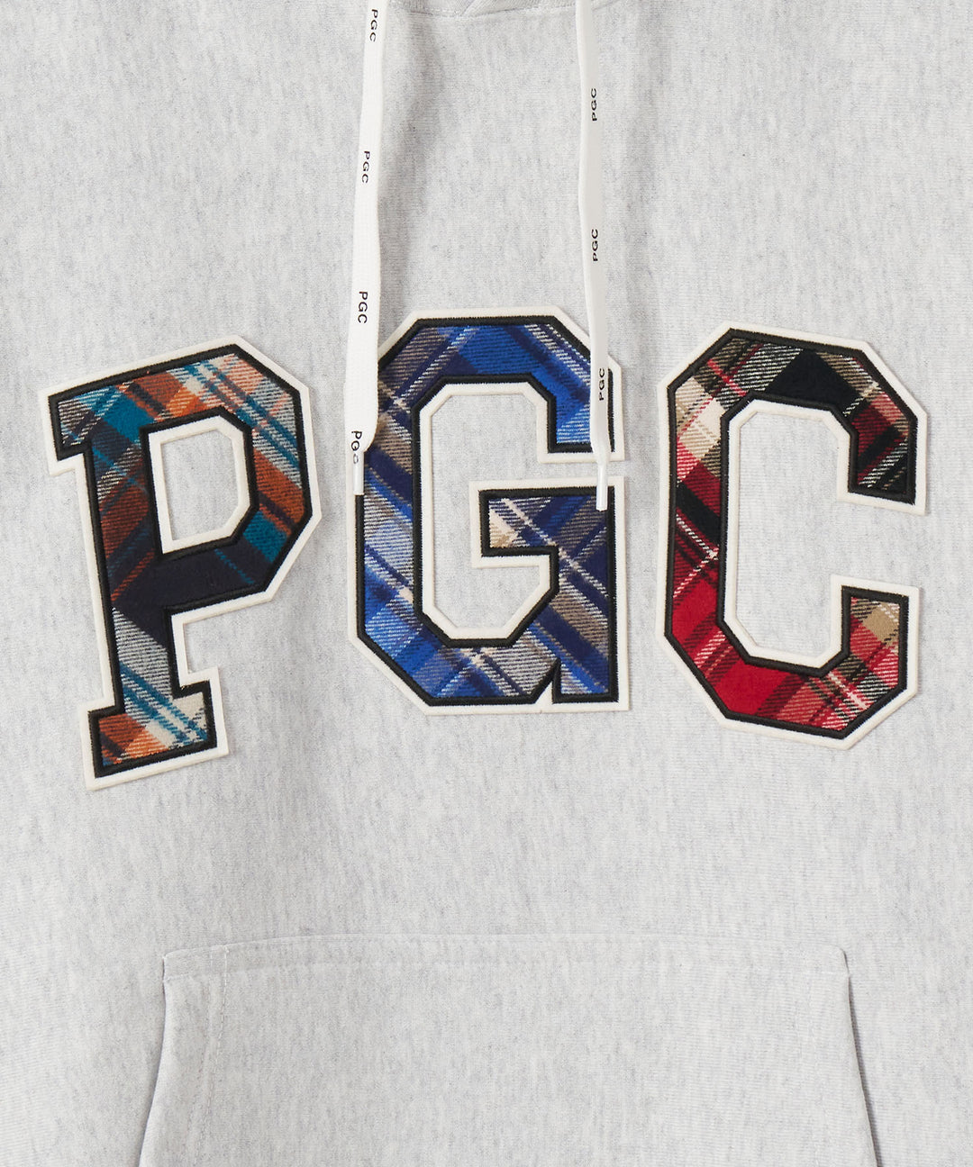 CHECKERED PATTERN LOGO SWEAT HOODIE MIX GRAY
