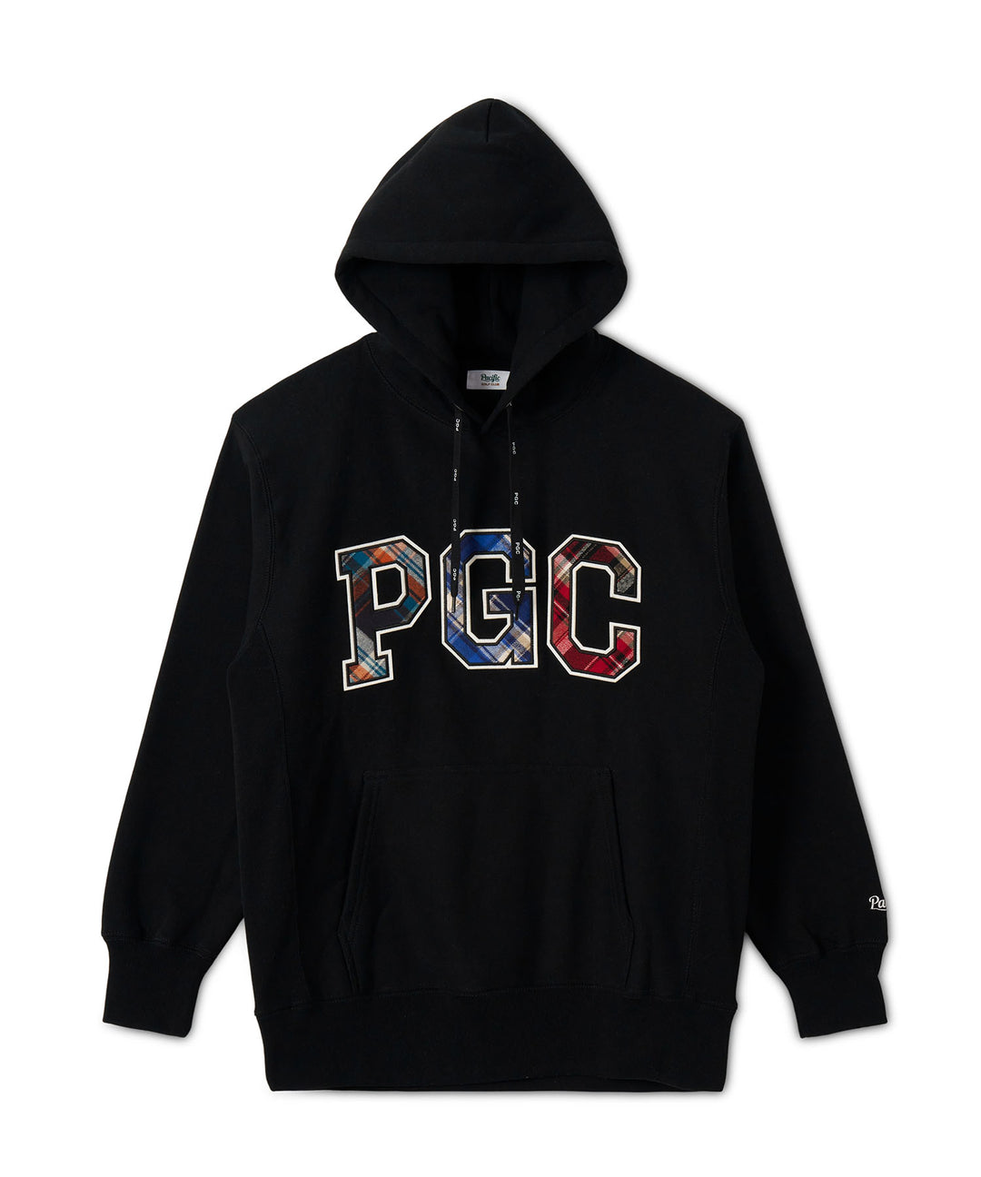 CHECKERED PATTERN LOGO SWEAT HOODIE BLACK