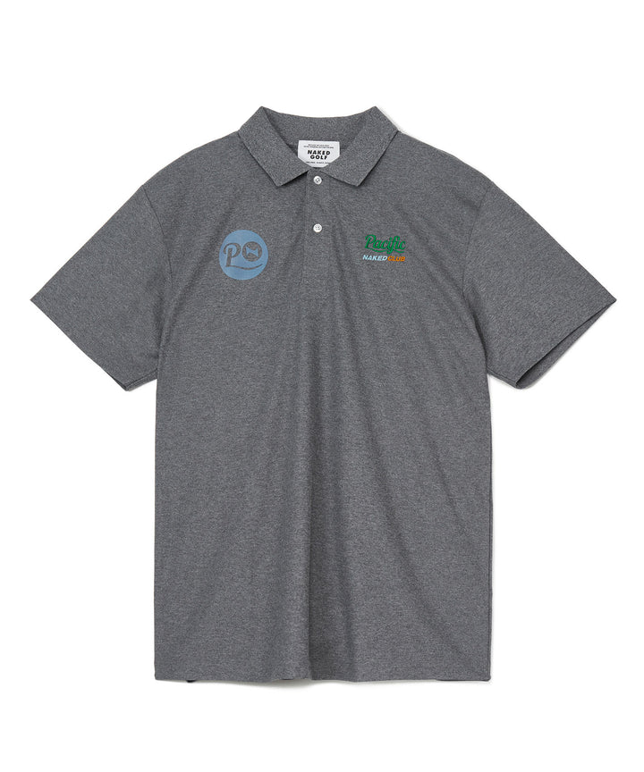 NAKED GOLF×PGC BACK PRINT POLO SHIRTS GRAY