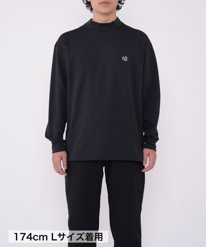 MOCK-NECK BIG TEE LONG SLEEVE GOLF & PANCAKE BLACK