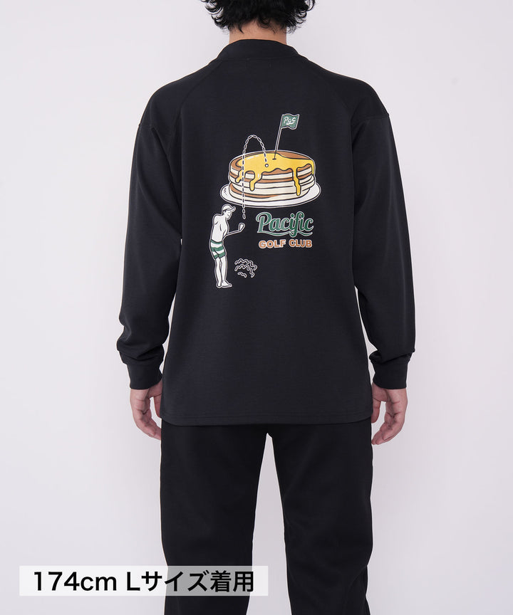 MOCK-NECK BIG TEE LONG SLEEVE GOLF & PANCAKE BLACK