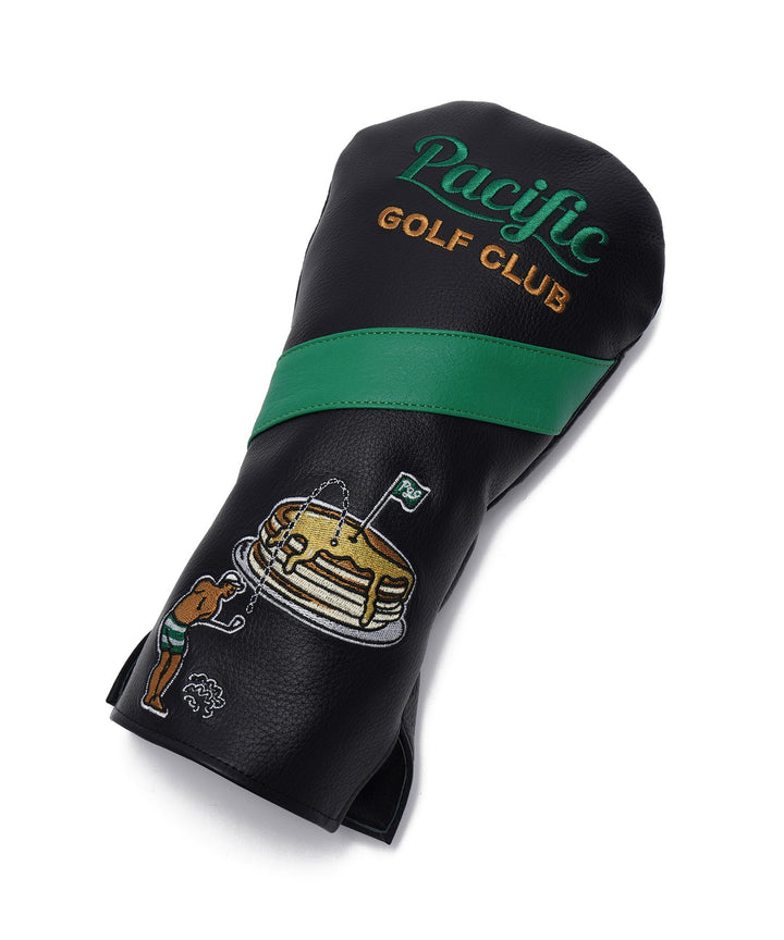 EMBROIDERY LEATHER DRIVER HEAD COVER BLACK