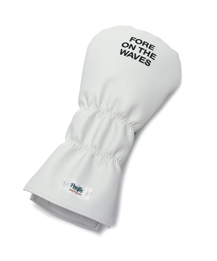 EMBROIDERY LEATHER DRIVER HEAD COVER WHITE
