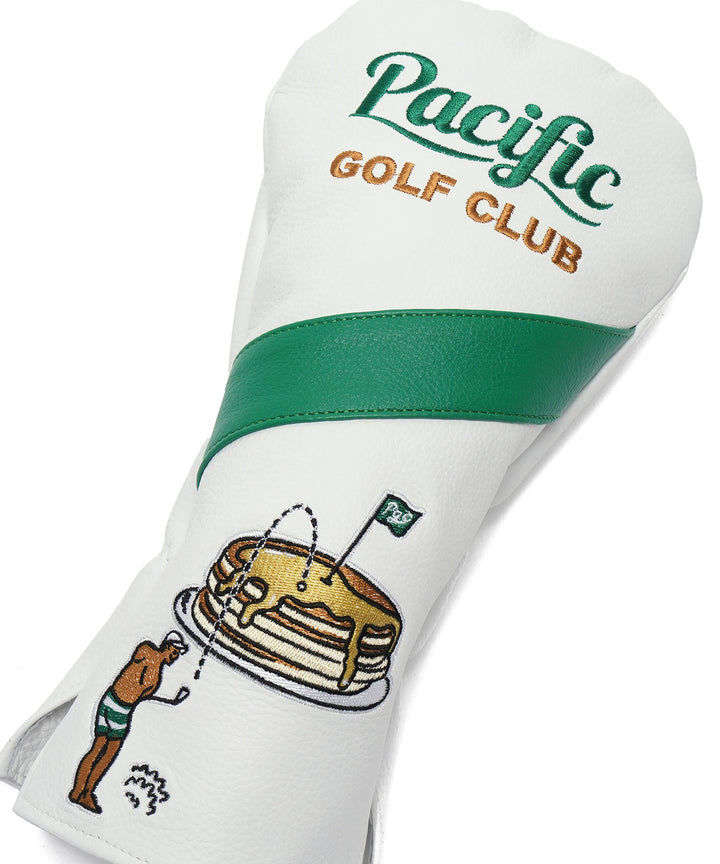 EMBROIDERY LEATHER DRIVER HEAD COVER WHITE