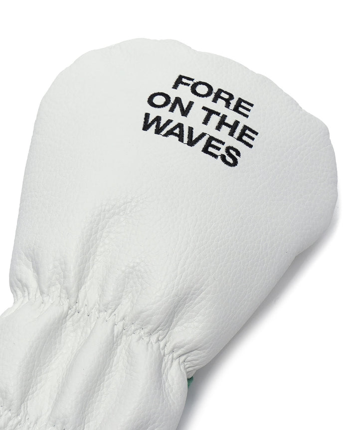 EMBROIDERY LEATHER DRIVER HEAD COVER WHITE
