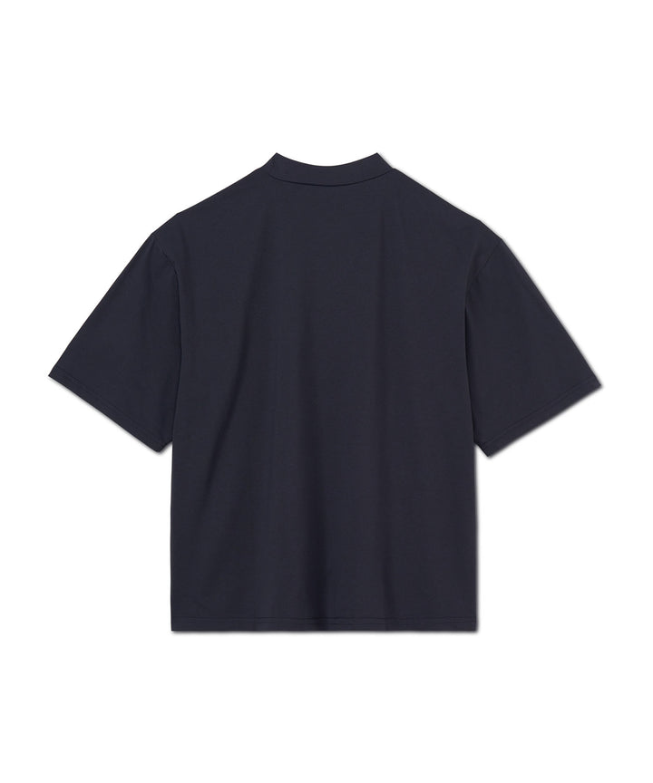 MOCK-NECK BIG TEE HALF SLEEVE LAUREL PRINT NAVY