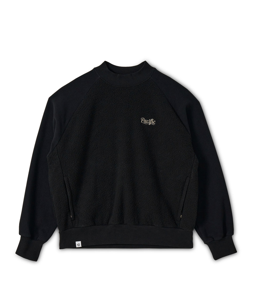 COMBINATION FLEECE L/S MOCK-NECK BLACK