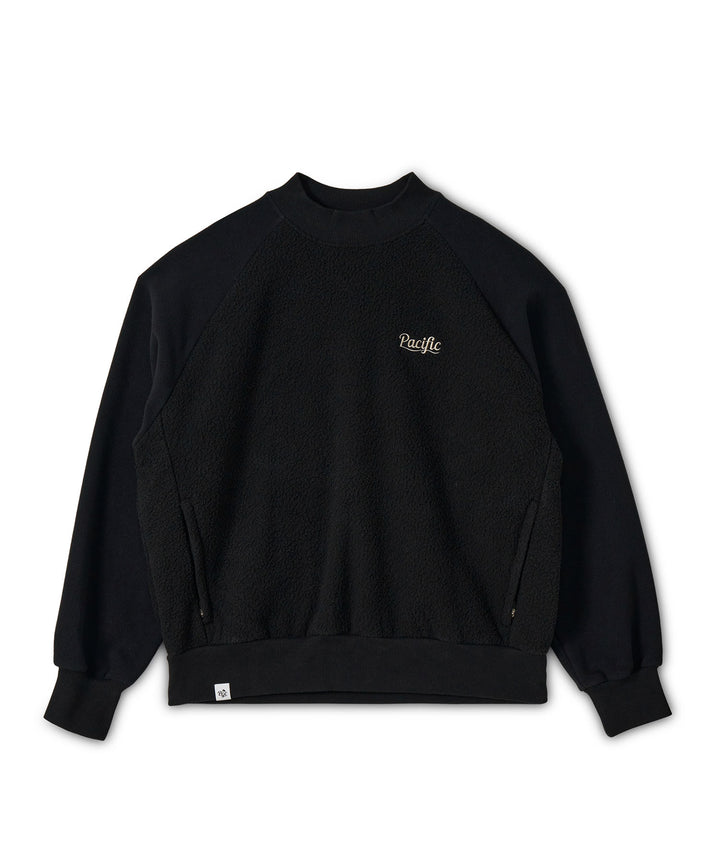 COMBINATION FLEECE L/S MOCK-NECK BLACK
