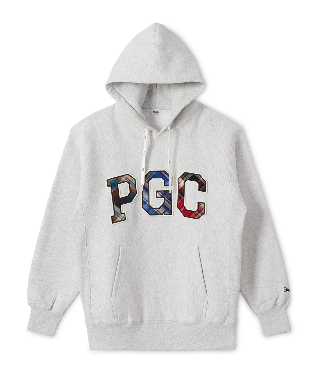 CHECKERED PATTERN LOGO SWEAT HOODIE MIX GRAY