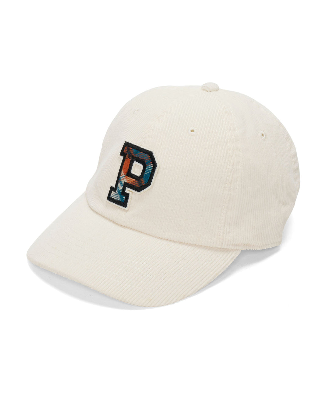 CHECKERED PATTERN LOGO CORDUROY CAP OFF WHITE