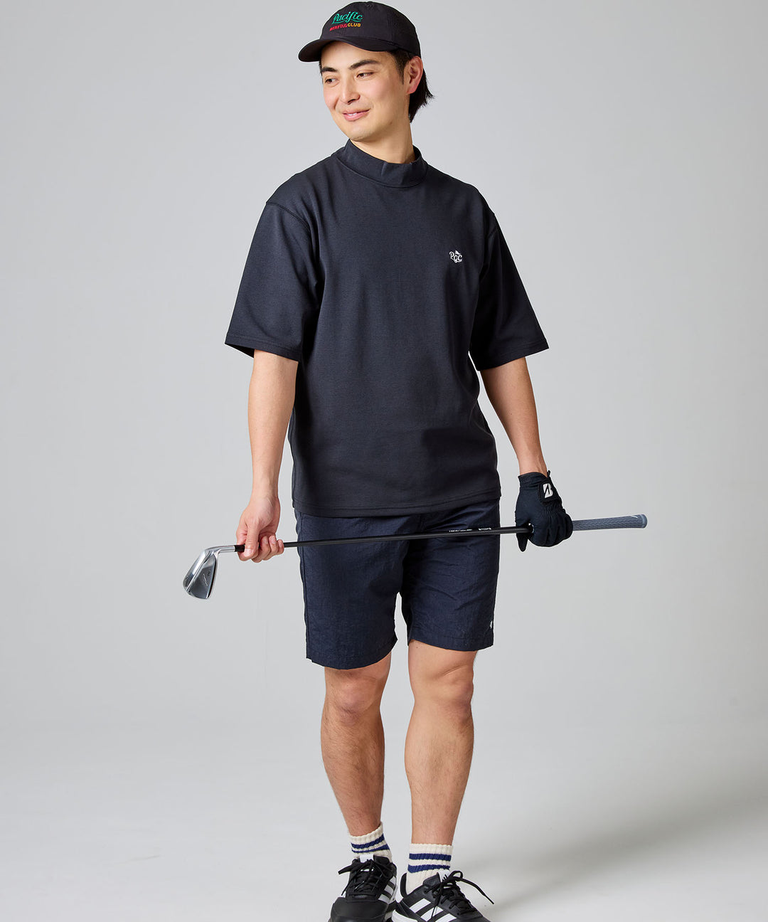 MOCK-NECK BIG TEE HALF SLEEVE GOLF & HAMBURGER