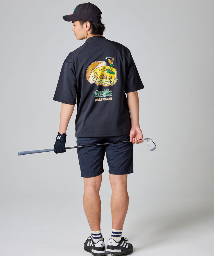 MOCK-NECK BIG TEE HALF SLEEVE GOLF & HAMBURGER