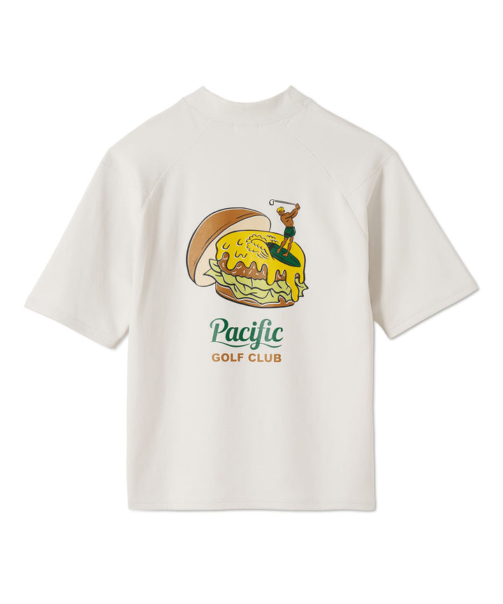 MOCK-NECK BIG TEE HALF SLEEVE GOLF & HAMBURGER OFF WHITE