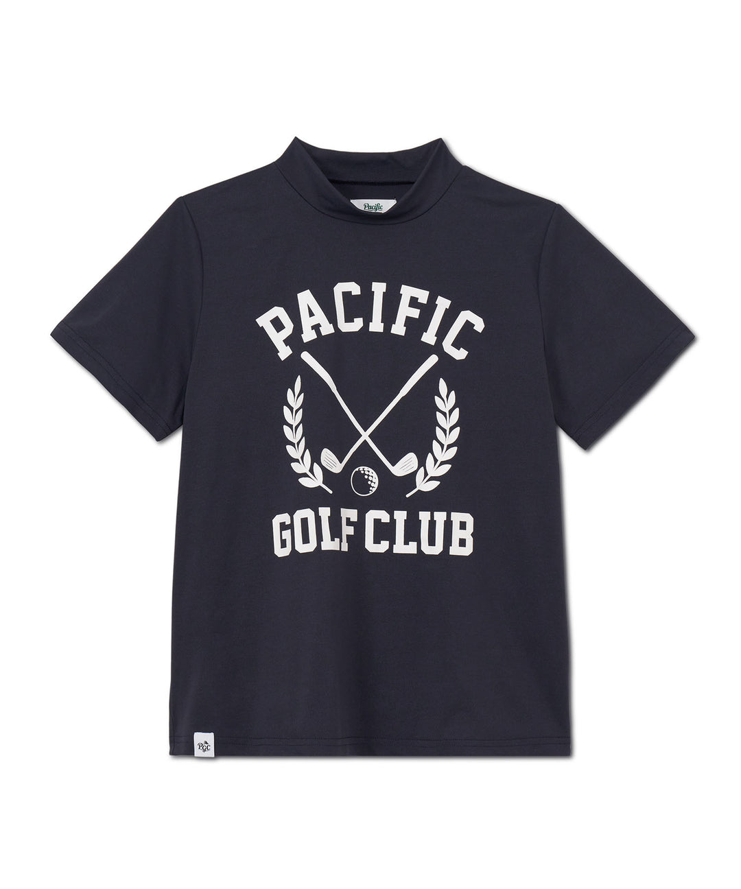 MOCK-NECK TEE HALF SLEEVE LAUREL PRINT NAVY