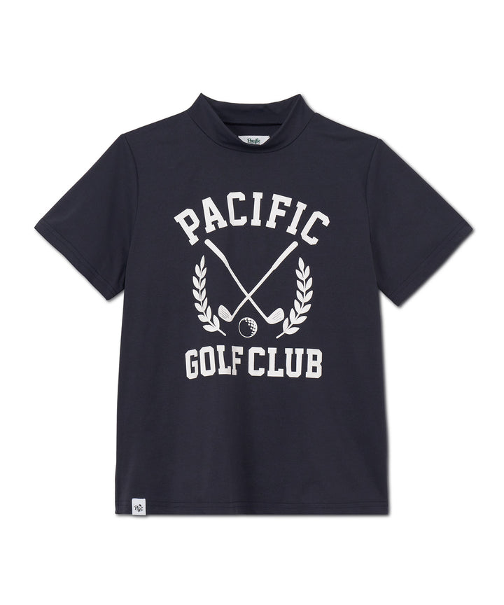 MOCK-NECK TEE HALF SLEEVE LAUREL PRINT NAVY