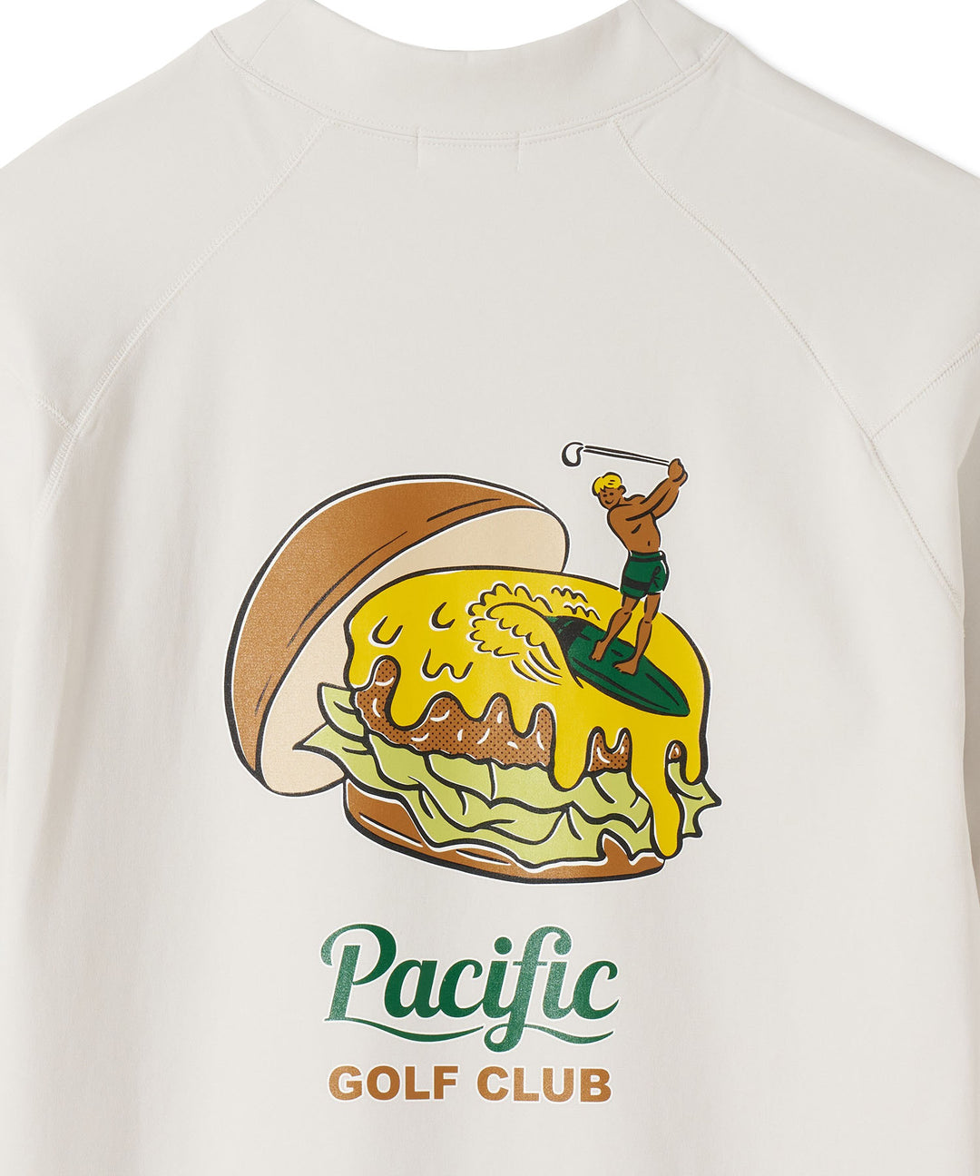 MOCK-NECK BIG TEE HALF SLEEVE GOLF & HAMBURGER OFF WHITE