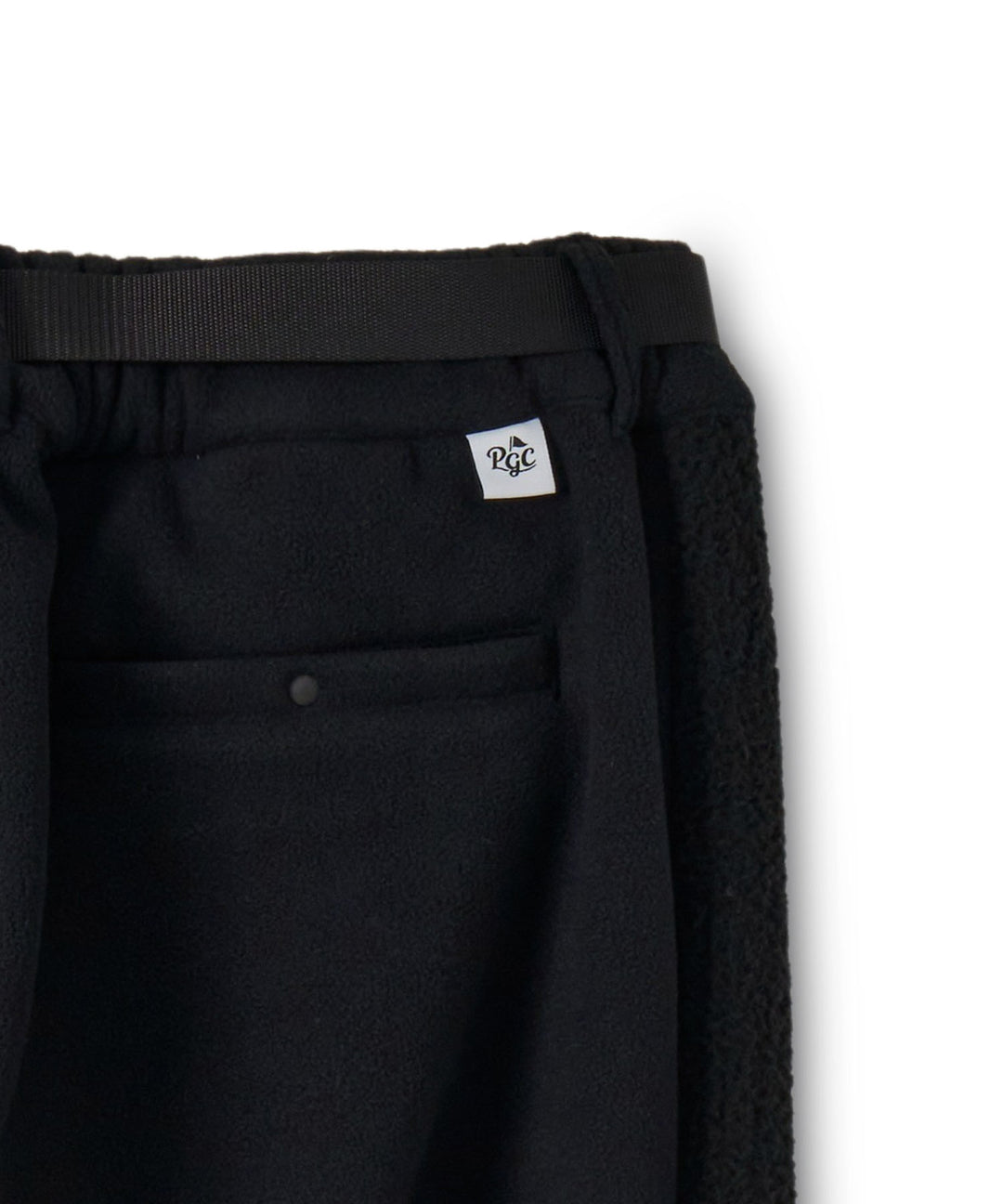 COMBINATION FLEECE SIDE STRIPE RIBBED PANTS BLACK