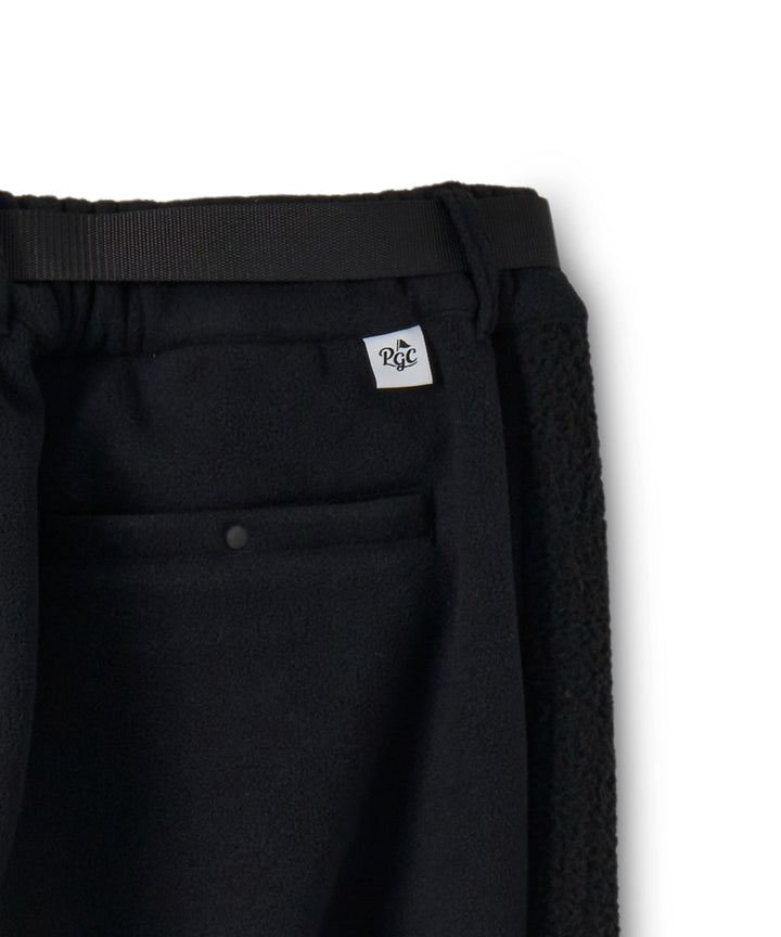 COMBINATION FLEECE SIDE STRIPE RIBBED PANTS BLACK
