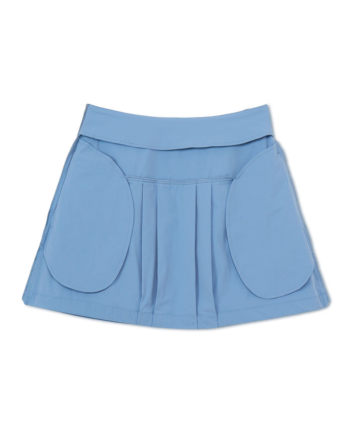FRONT PLEATS SKIRT ASH BLUE