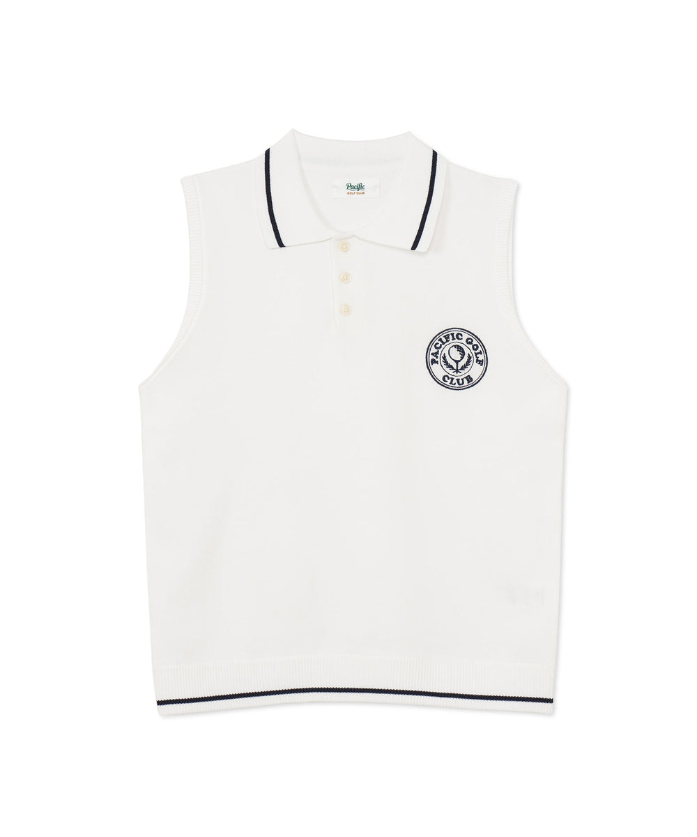 NO-SLEEVE KNIT POLO IVORY