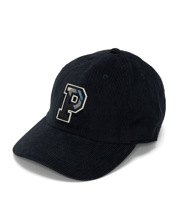 CHECKERED PATTERN LOGO CORDUROY CAP BLACK