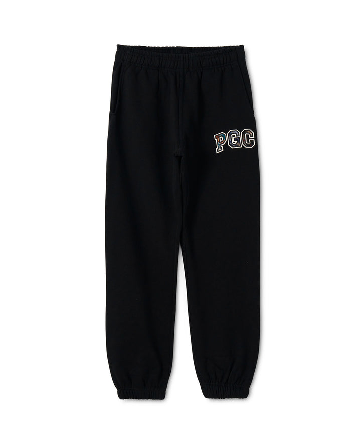 CHECKERED PATTERN LOGO SWEAT PANTS BLACK