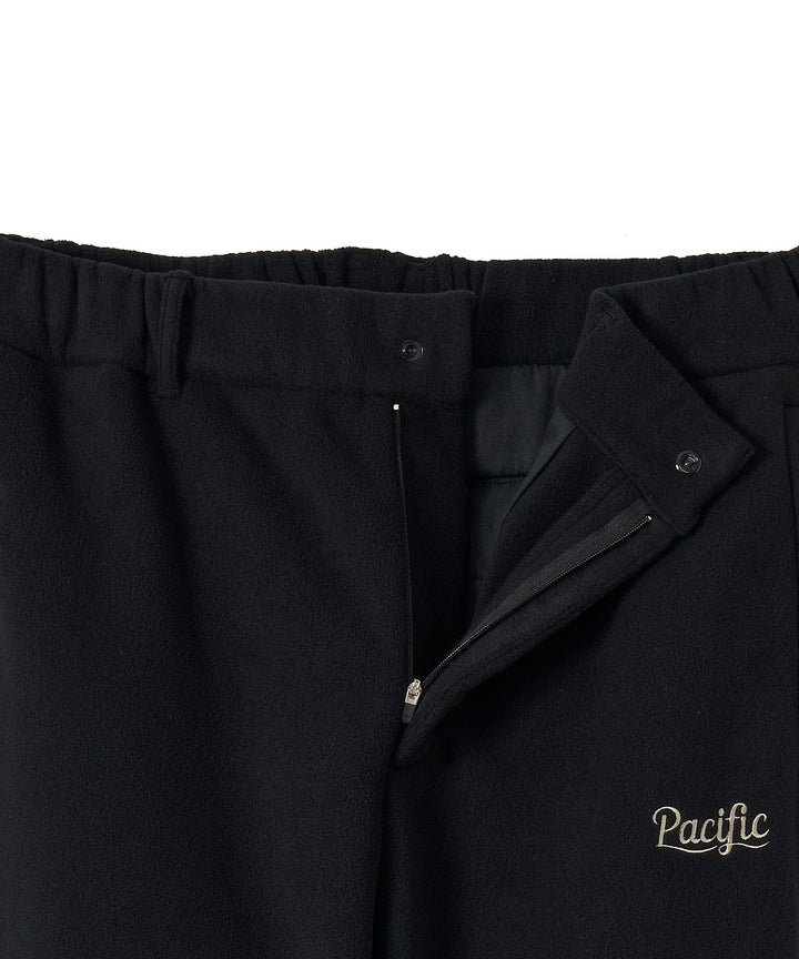 COMBINATION FLEECE SIDE STRIPE RIBBED PANTS BLACK