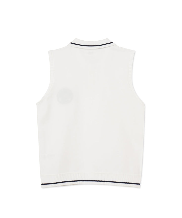 NO-SLEEVE KNIT POLO IVORY