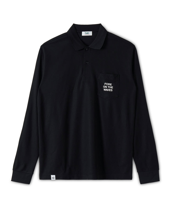 CUP & SURFER LONG SLEEVE POLO BLACK