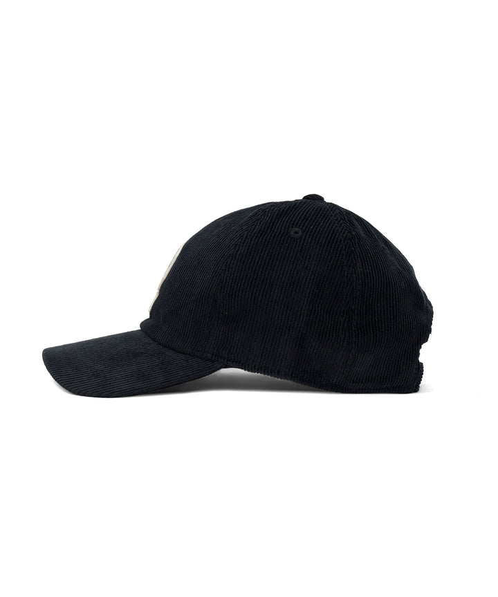 CHECKERED PATTERN LOGO CORDUROY CAP BLACK