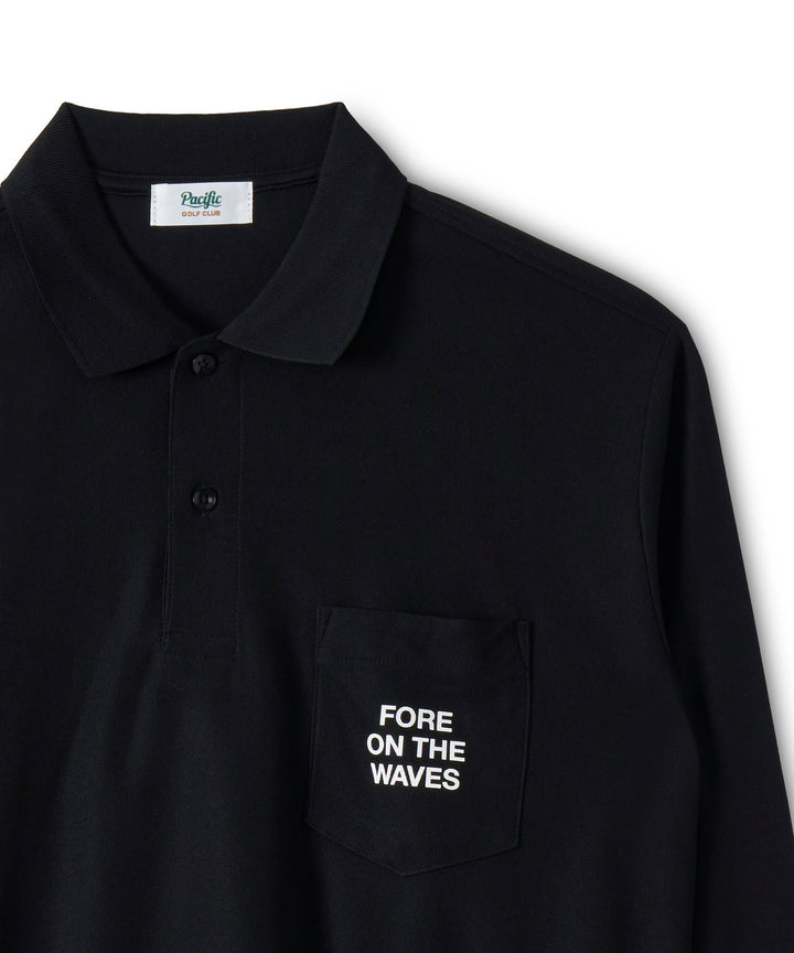CUP & SURFER LONG SLEEVE POLO BLACK