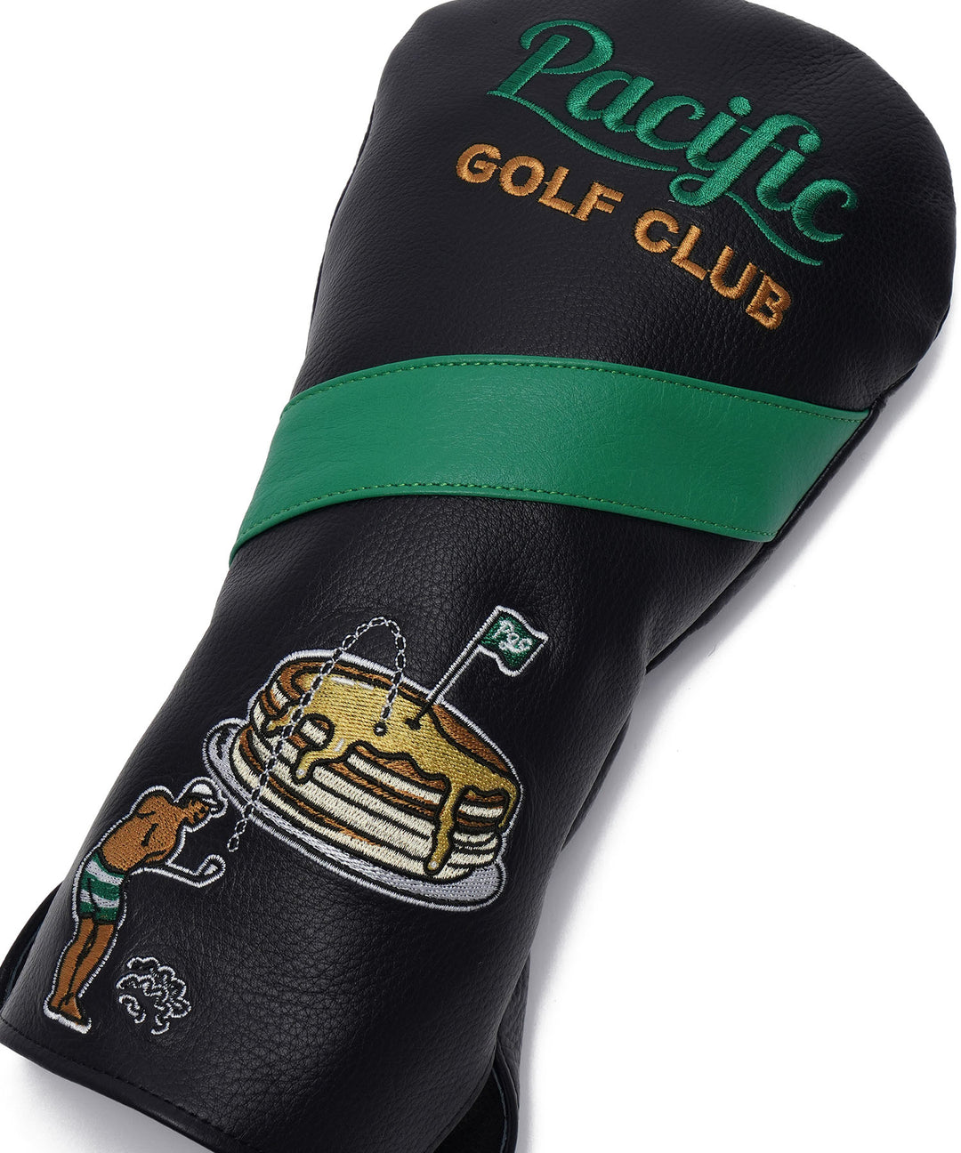 EMBROIDERY LEATHER DRIVER HEAD COVER BLACK