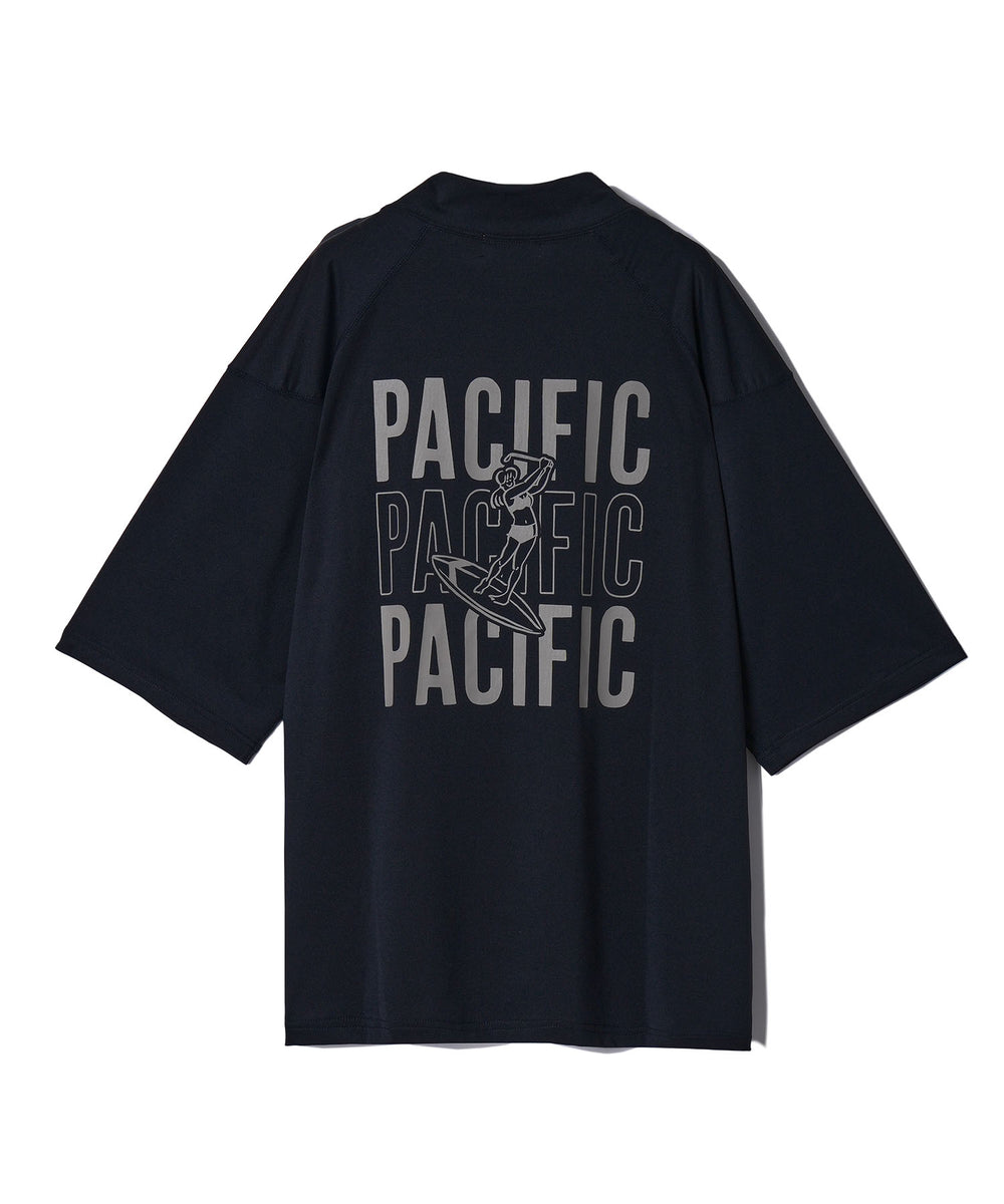 MOCK-NECK BIG TEE HALF SLEEVE PACIFIC BLACK