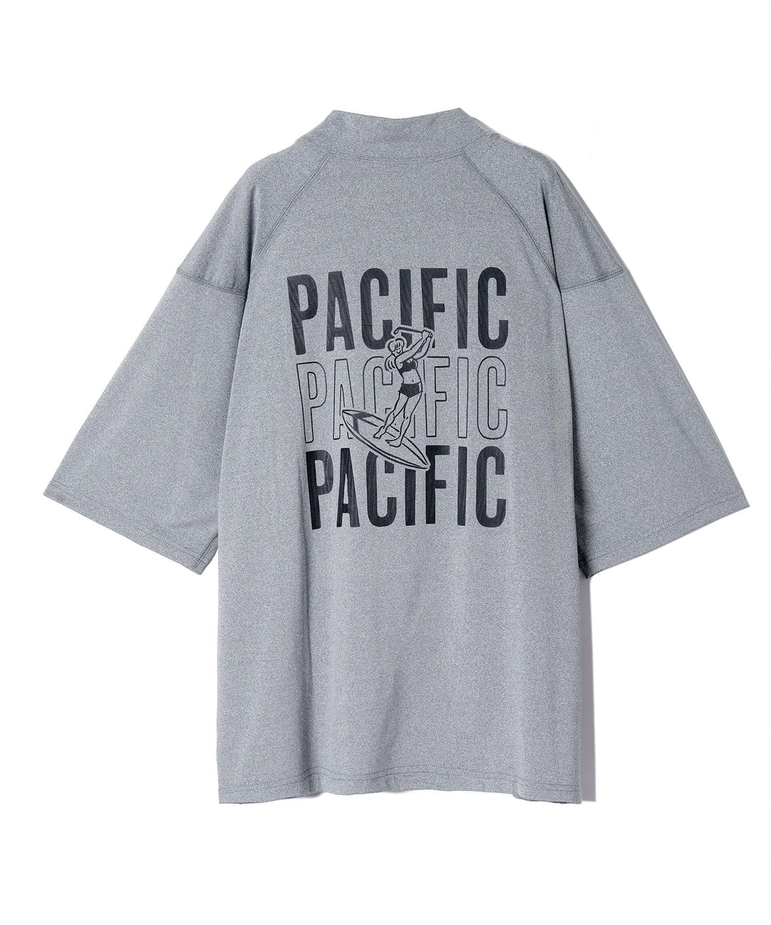 MOCK-NECK BIG TEE HALF SLEEVE PACIFIC MIX GRAY