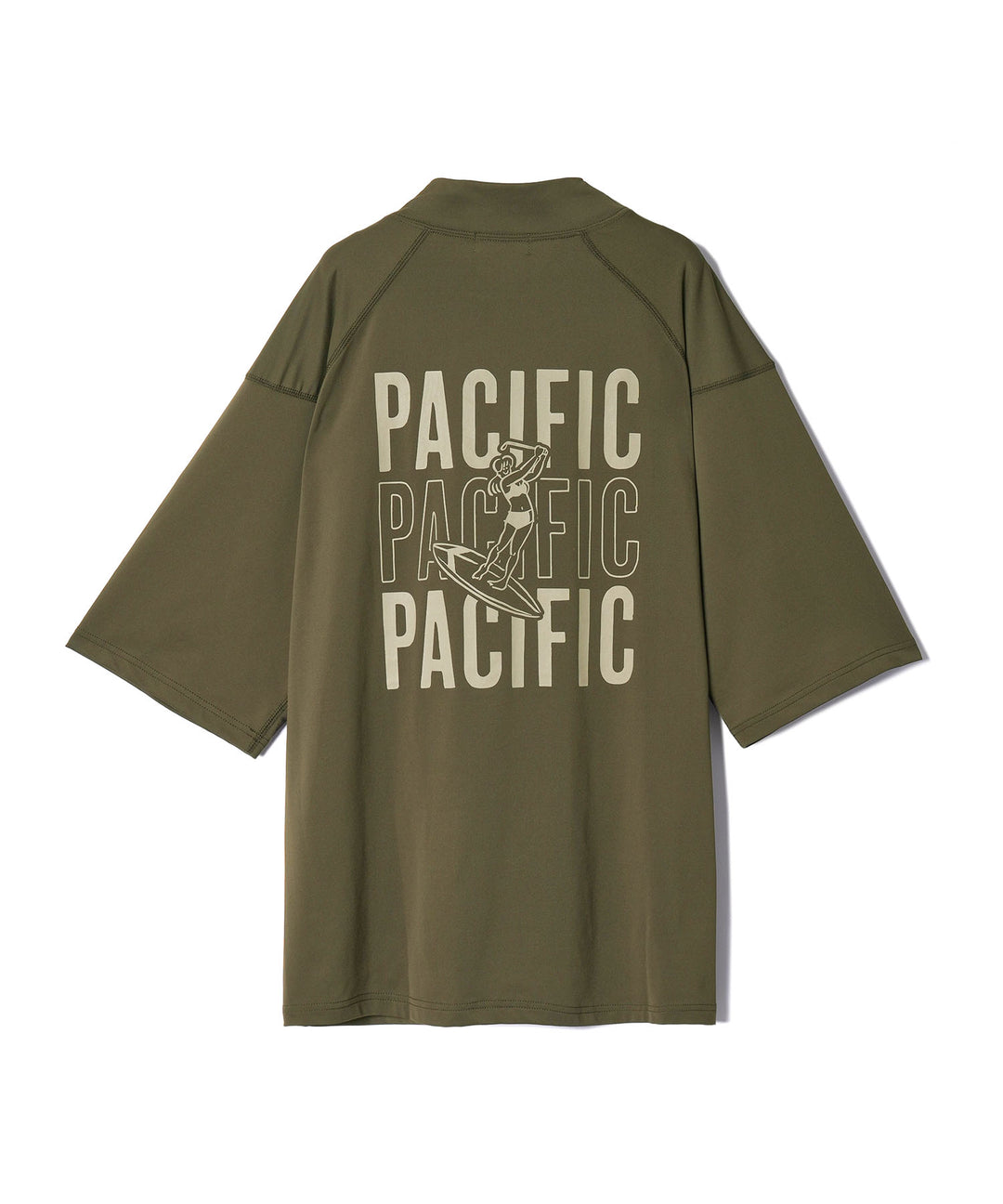 MOCK-NECK BIG TEE HALF SLEEVE PACIFIC OLIVE