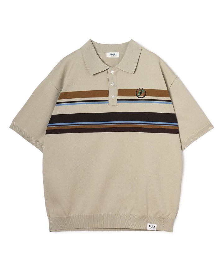 LIGHTNING BOLT×PGC KNIT POLO BEIGE