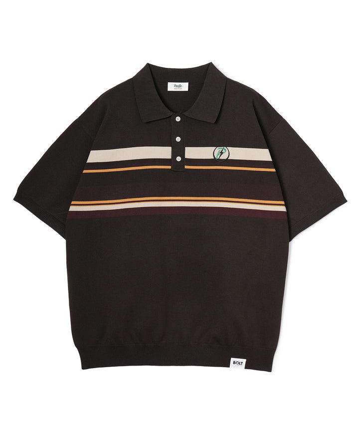 LIGHTNING BOLT×PGC KNIT POLO BROWN