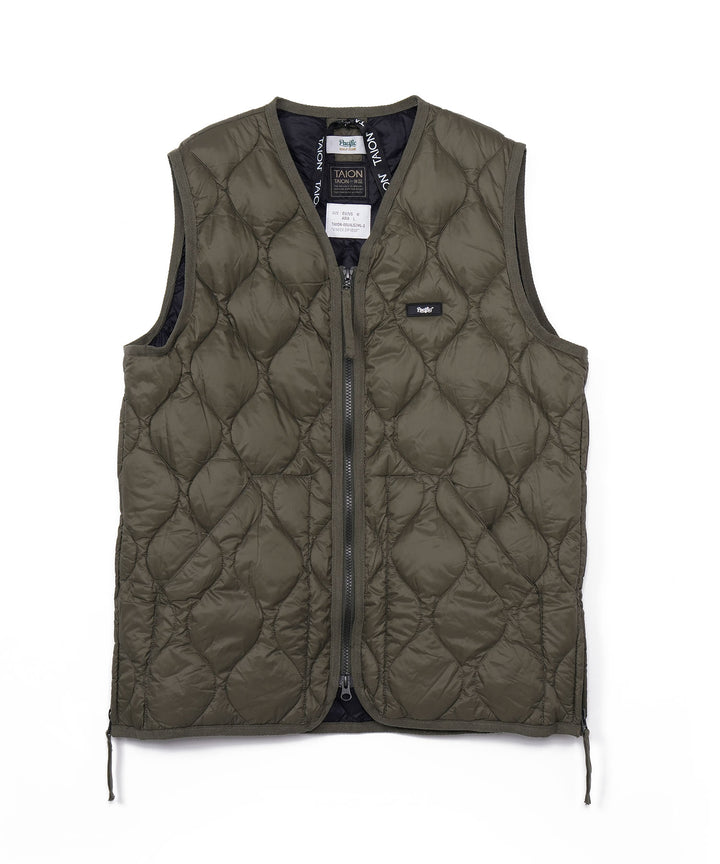 MILITARY V NECK W-ZIP DOWN VEST(SOFT SHELL) OLIVE